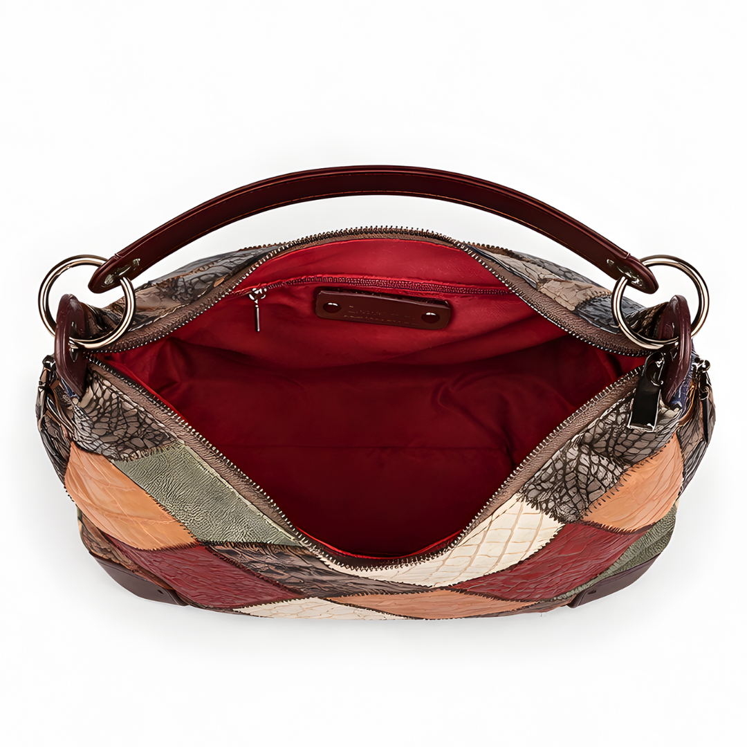 Mosaic – Cowhide Patchwork Hobo Bag, Slouchy Shoulder Bag