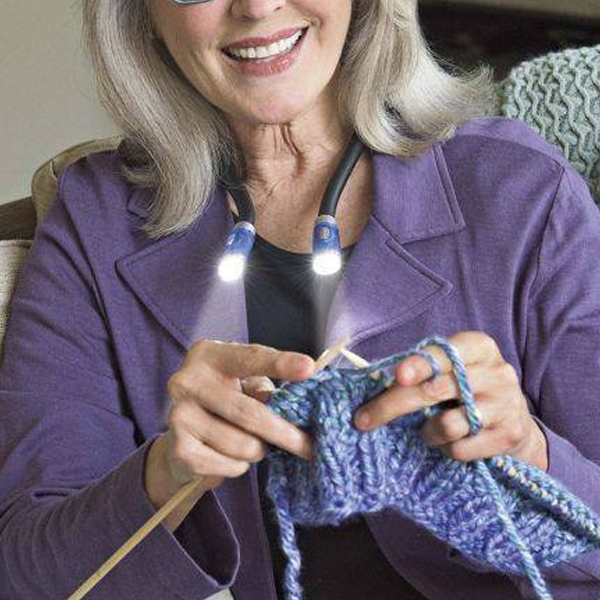 Flexible hands-free knitting and crochet lamp – LED neck lamp for crafting and reading