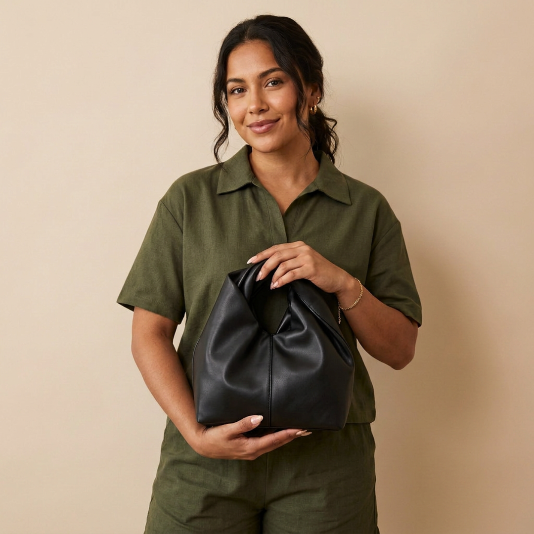 Nodi – Vegan Cowhide Knot Handle Hobo Bag, Mini Shoulder Bag