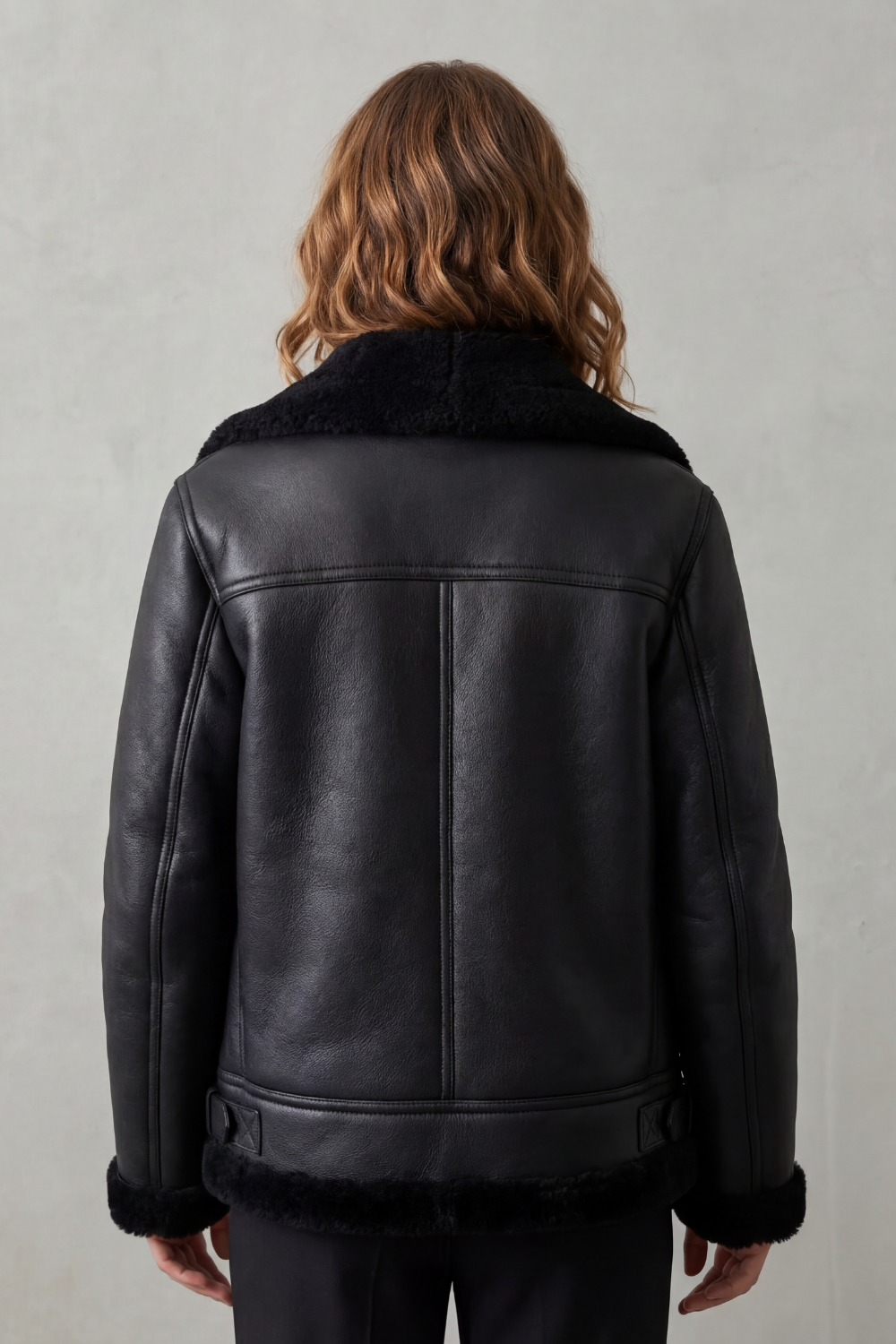 Women's Asymmetrical Zip Shearling Biker Jacket