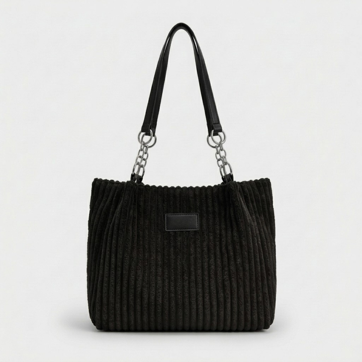 Nora – Large Corduroy Shoulder Tote Bag with Chain Strap