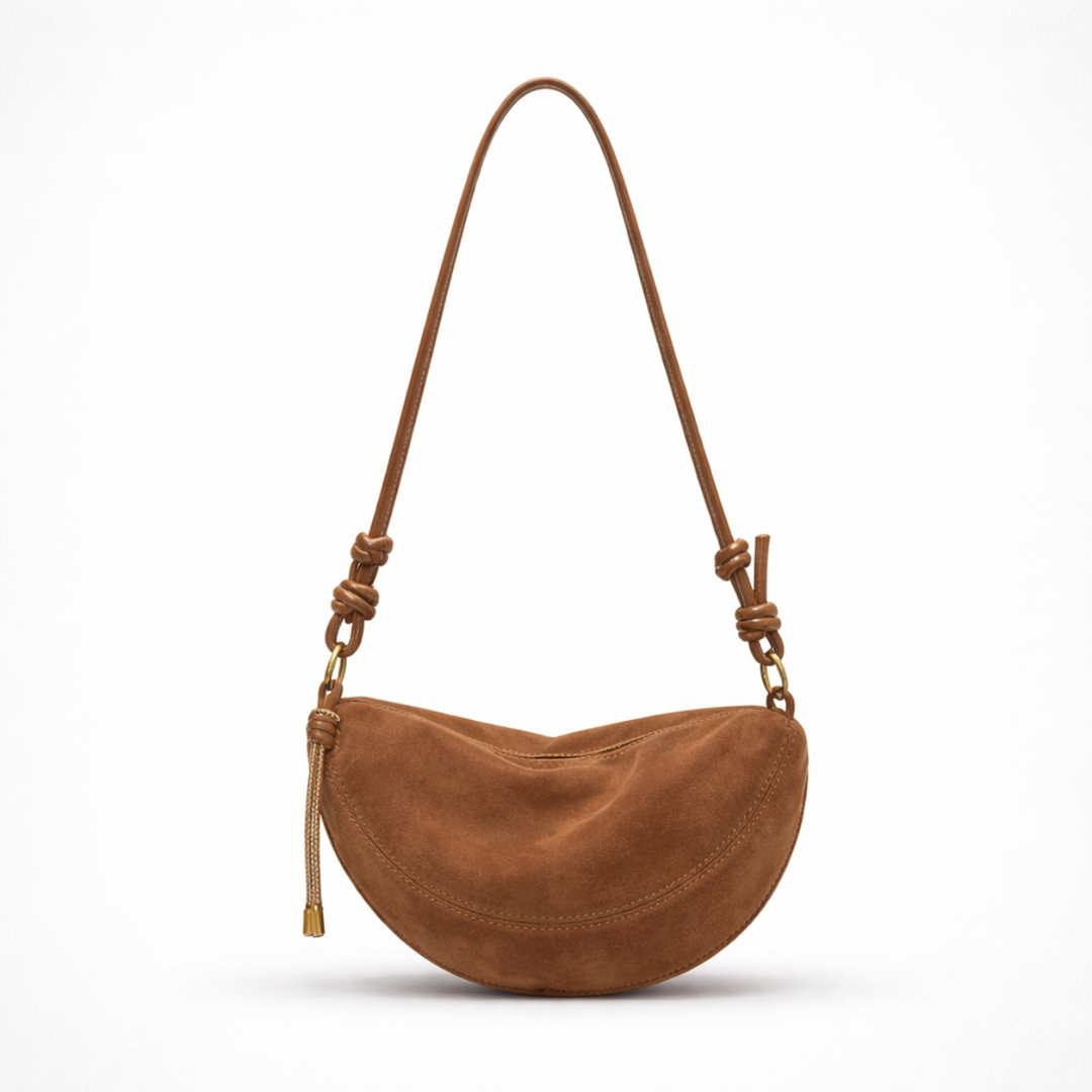 Nora – Suede Crossbody Shoulder Bag, Small Dumpling Bag