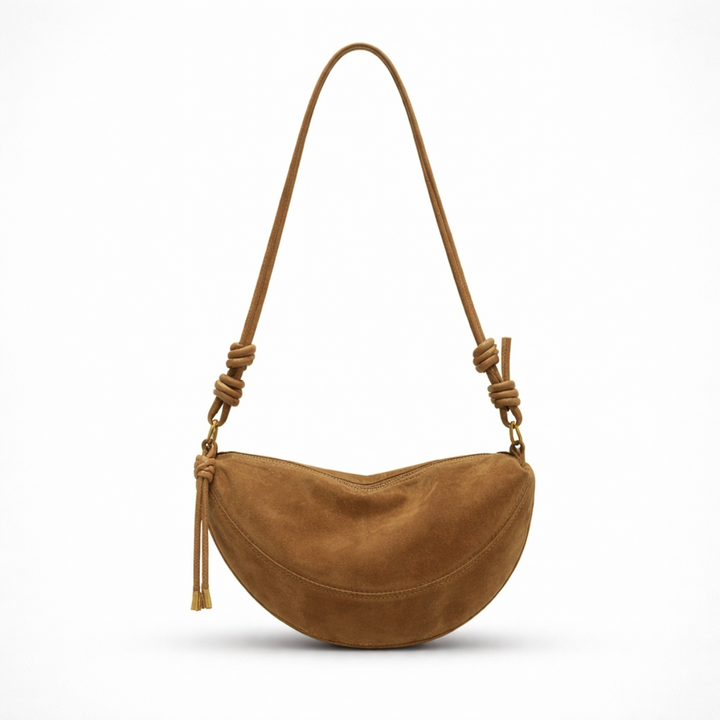 Nora – Suede Crossbody Shoulder Bag, Small Dumpling Bag