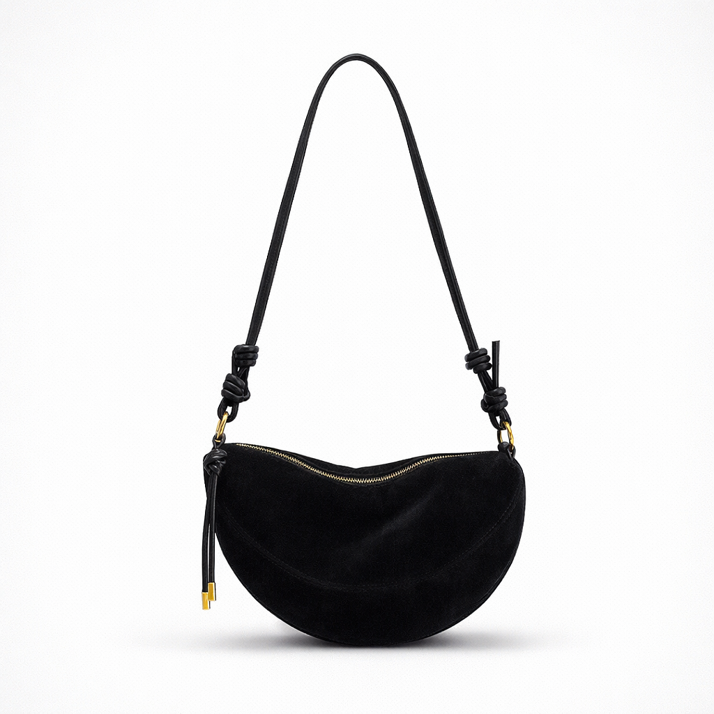 Nora – Suede Crossbody Shoulder Bag, Small Dumpling Bag