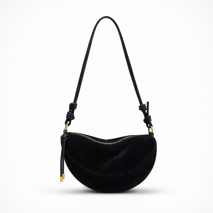 Nora – Suede Crossbody Shoulder Bag, Small Dumpling Bag