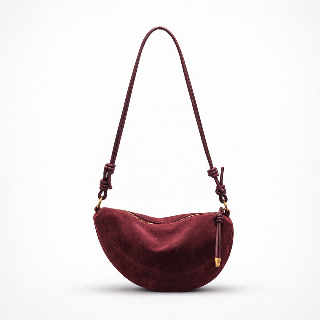 Nora – Suede Crossbody Shoulder Bag, Small Dumpling Bag