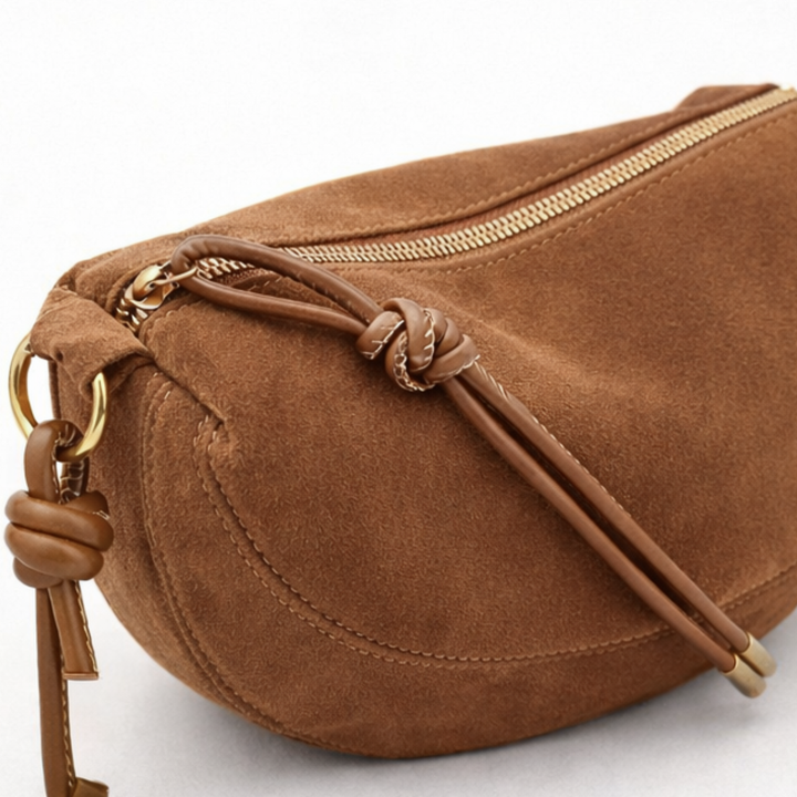 Nora – Suede Crossbody Shoulder Bag, Small Dumpling Bag