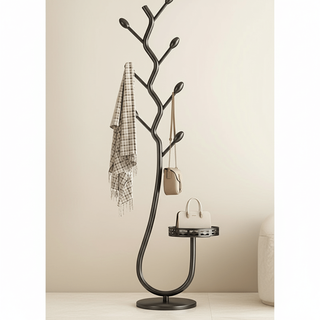 Oakmere Standing Coat Rack | Minimalist Iron Hallway Organiser