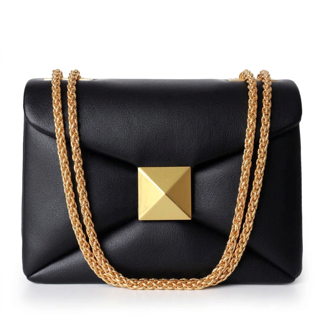 Nova – Chain Crossbody Shoulder Bag, Pyramid Stud Flap