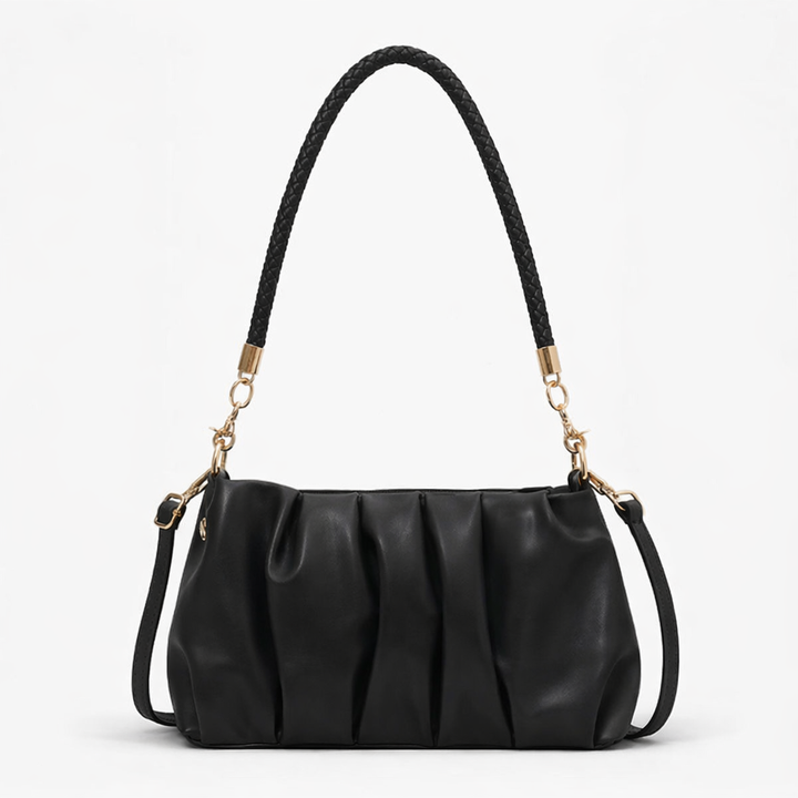 Nova – Pleated Vegan Cowhide Shoulder Bag, Cloud Clutch