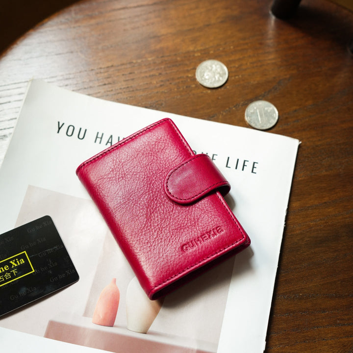 Slim Genuine Leather Card Organizer - Compact Wallet for Women