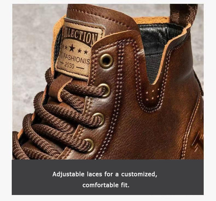 Premium Slip-On Leather Work Boots – Comfortable Anti-Slip Casual Footwear