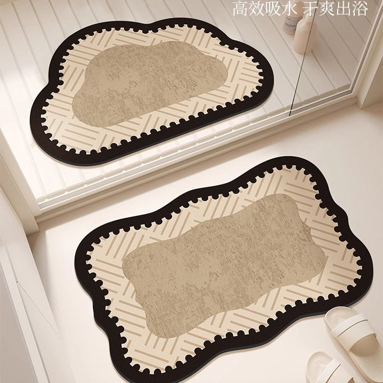 Retro Geometric Bathroom Floor Mat – Vintage-Inspired Design
