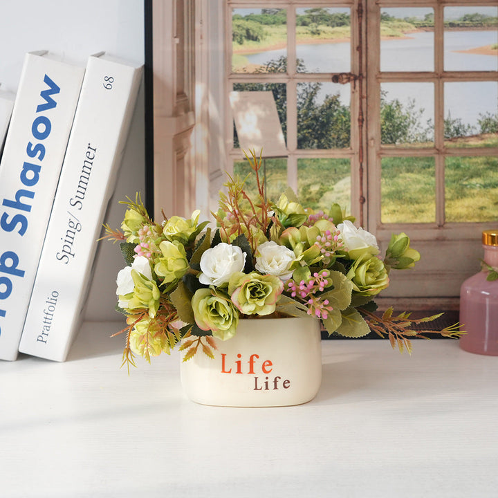 Eternal Bloom Faux Flower Bouquet - Realistic Artificial Flowers for Home Decor