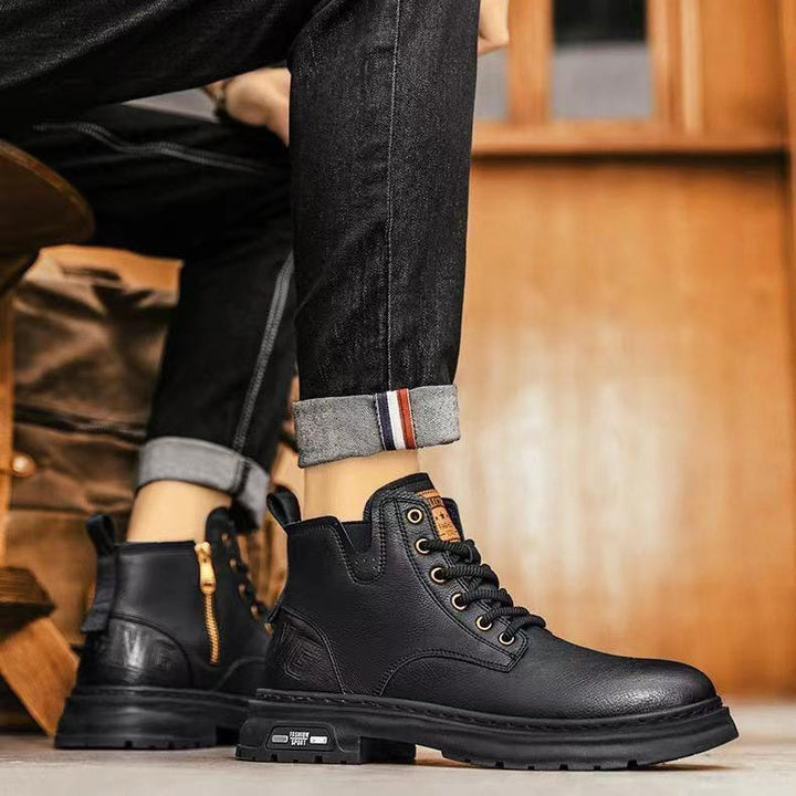 Premium Slip-On Leather Work Boots – Comfortable Anti-Slip Casual Footwear