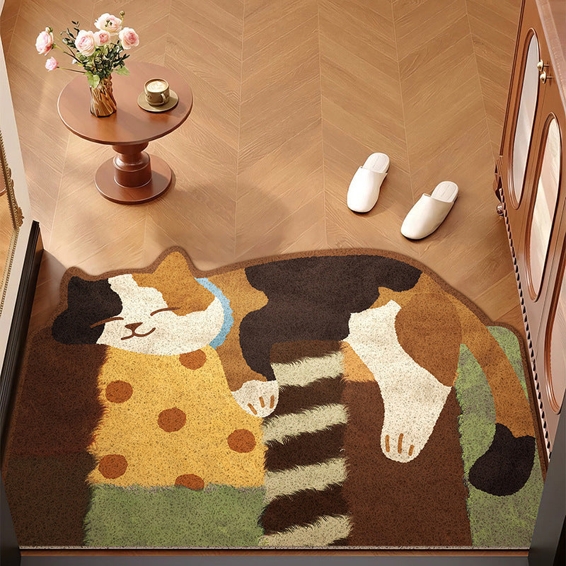 Whimsical Patchwork Cat Floor Rug – Colorful Area Rug for Any Room
