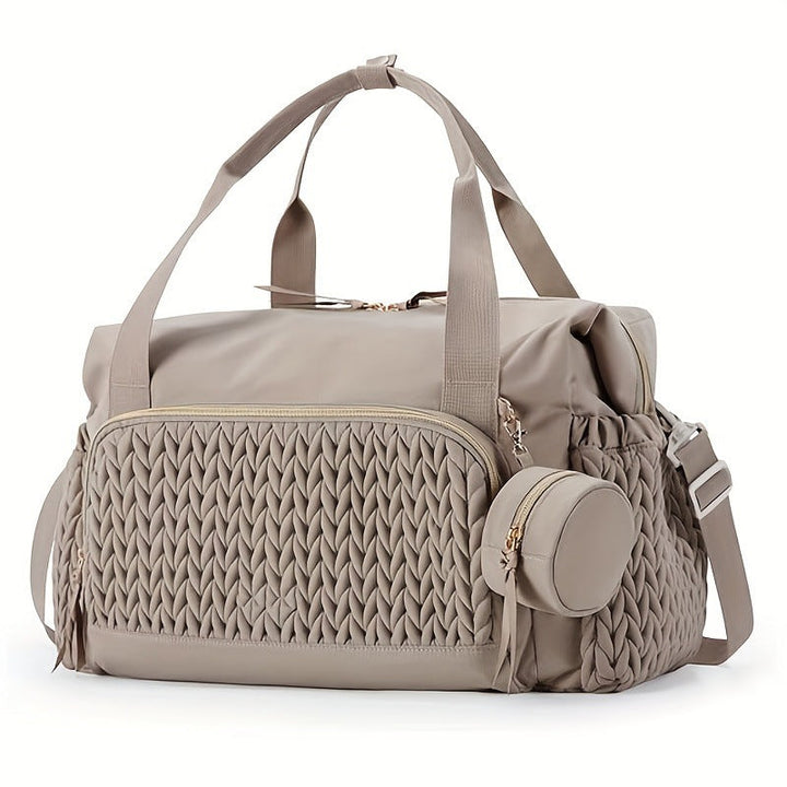 Premium Woven Travel Duffle Bag with Removable Strap and Detachable Pouch