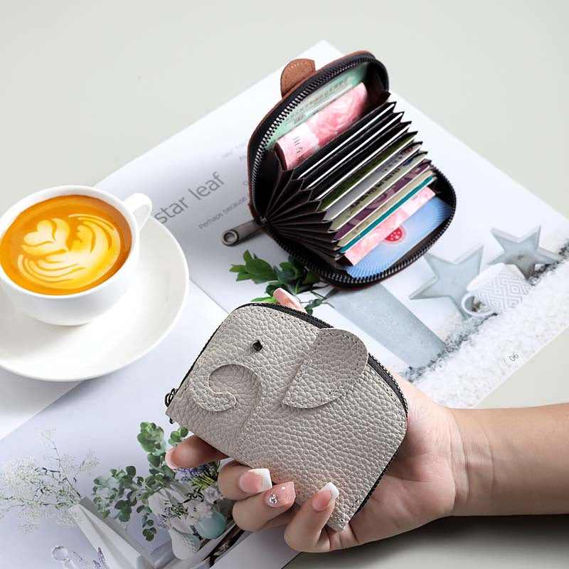 Premium Textured Leather Zippered Card Wallet with Multiple Compartments