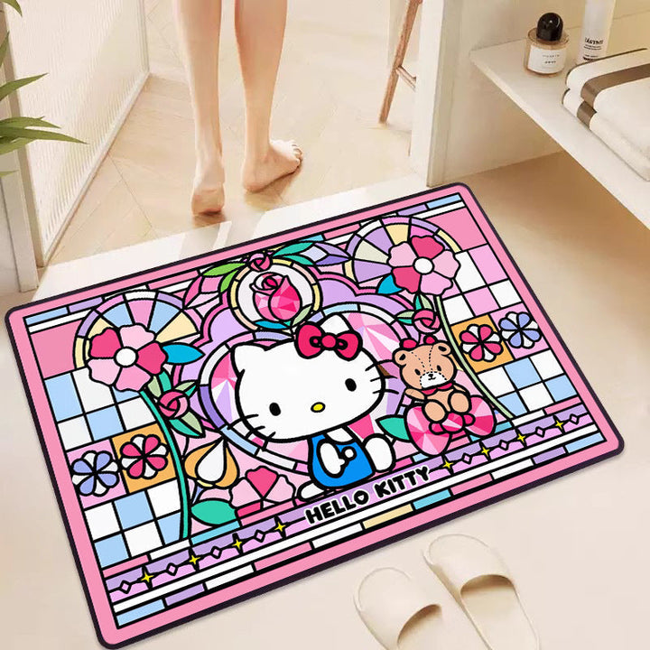 Vibrant Illustration Bath Mat with Non-Slip Backing