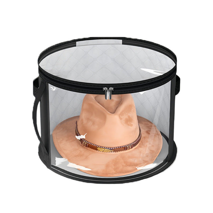 Clear Round Hat Storage Container with Zipper and Handle