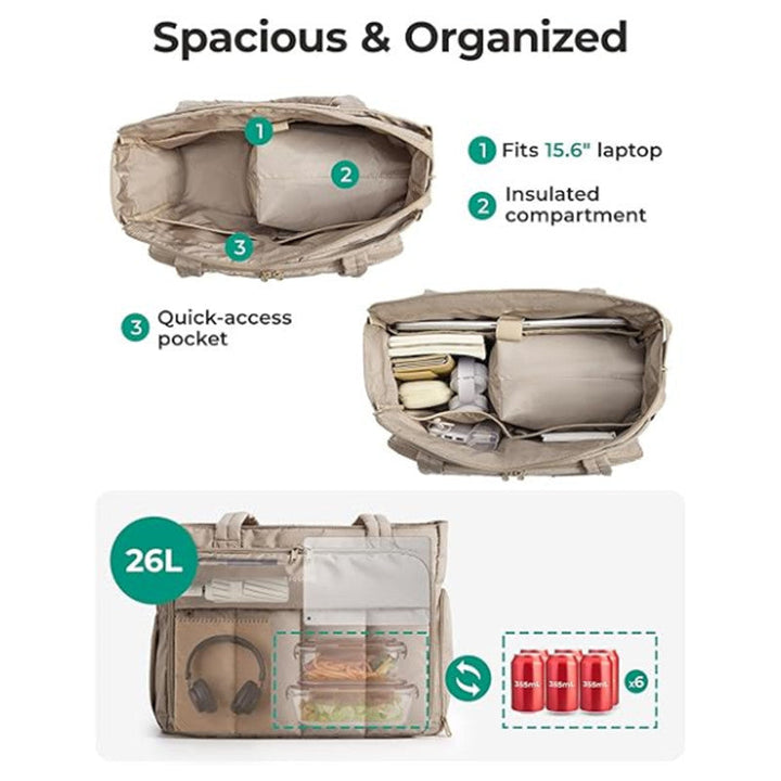 Premium Insulated Lunch Tote with Laptop Compartment - Water-Resistant