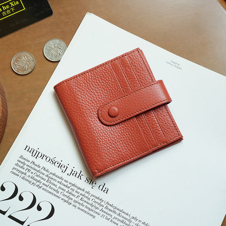 Premium Textured Leather Bi-Fold Wallet with Button Clasp