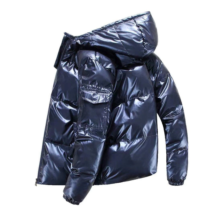Ansgar | Mens Down Jacket with Hood — Glossy Patent Finish in 3 Colors M–3XL | Westmere