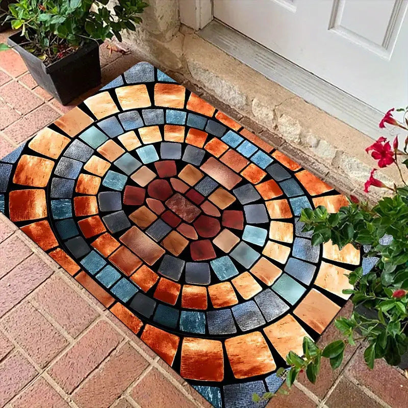 Modern Geometric Entryway Floor Mat with Non-Slip Base