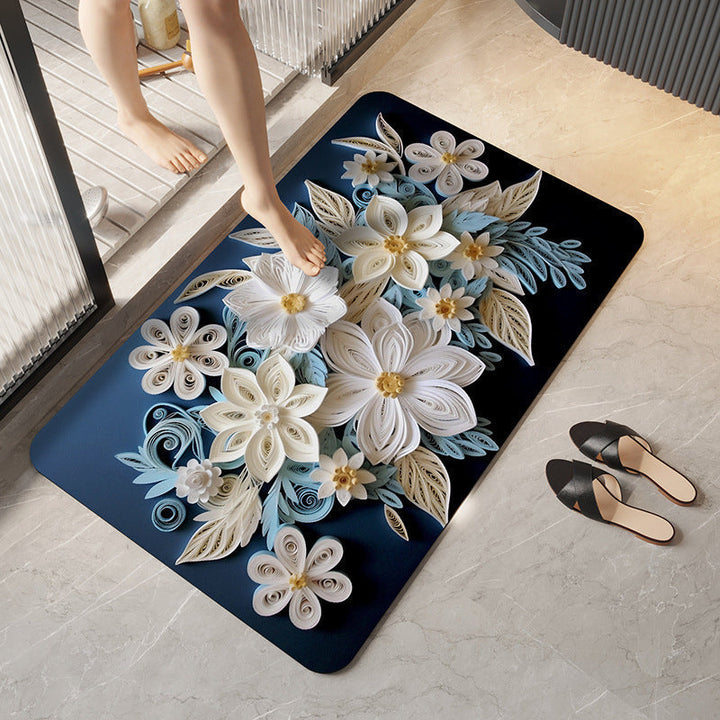 Botanical Elegance Bath Mat with Anti-Slip Backing