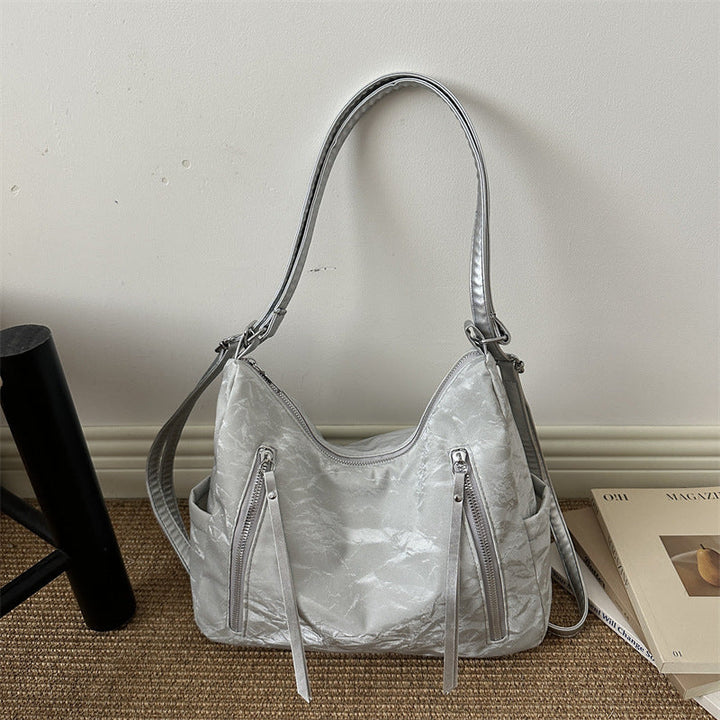 Modern Textured Hobo Shoulder Bag with Crossbody Strap