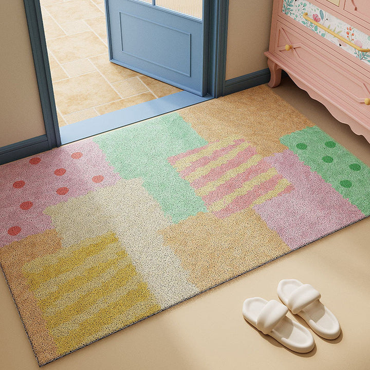 Colorful Patchwork Floor Mat with Vibrant Design