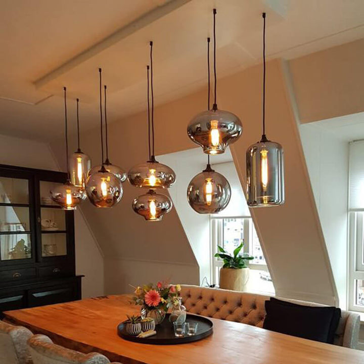 Modern Smoke Gray Glass 1-Bulb LED Pendant Lamp