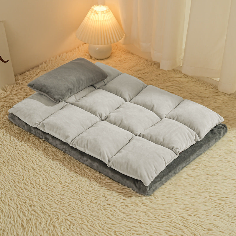Portable Cushioned Sleeping Mat with Pillow - Compact Travel Bed