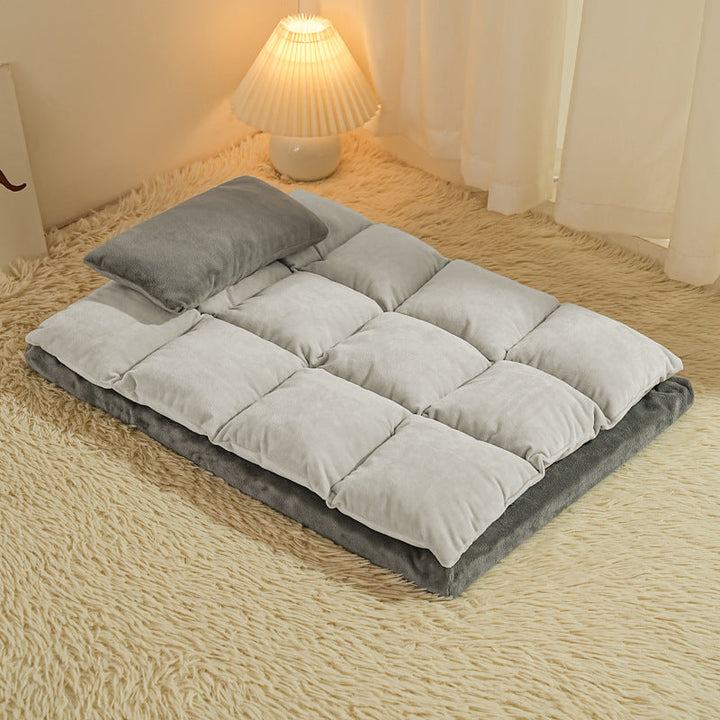 Portable Cushioned Sleeping Mat with Pillow - Compact Travel Bed