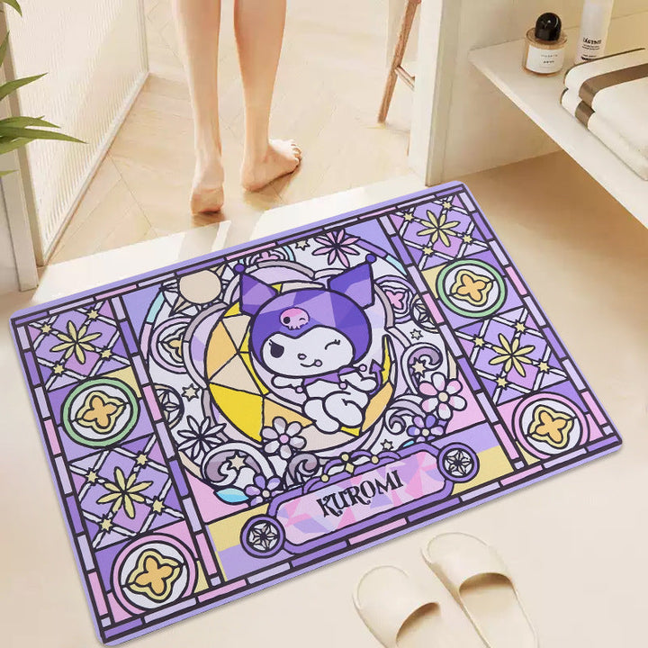 Vibrant Illustration Bath Mat with Non-Slip Backing