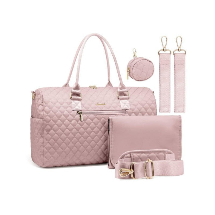 Quilted Multi-Compartment Travel Duffle Bag with Removable Strap