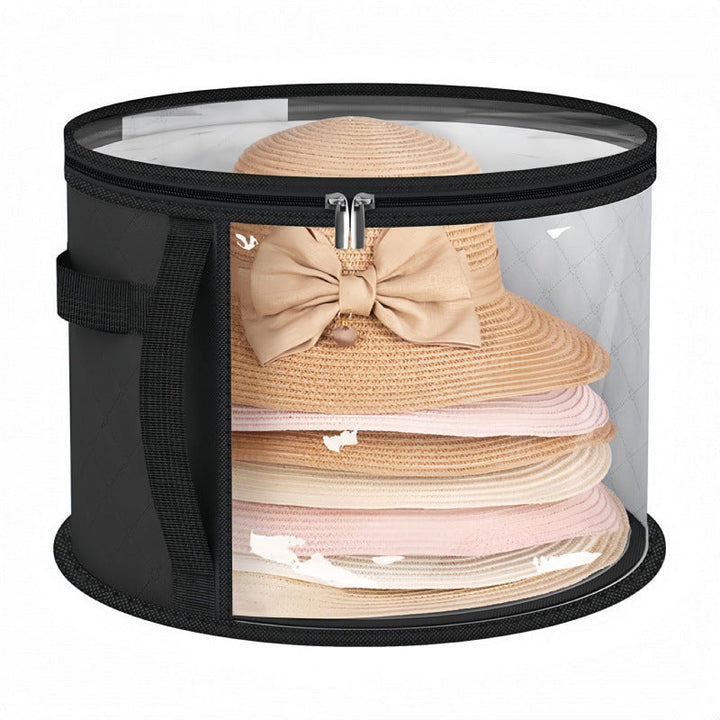 Clear Round Hat Storage Container with Zipper and Handle
