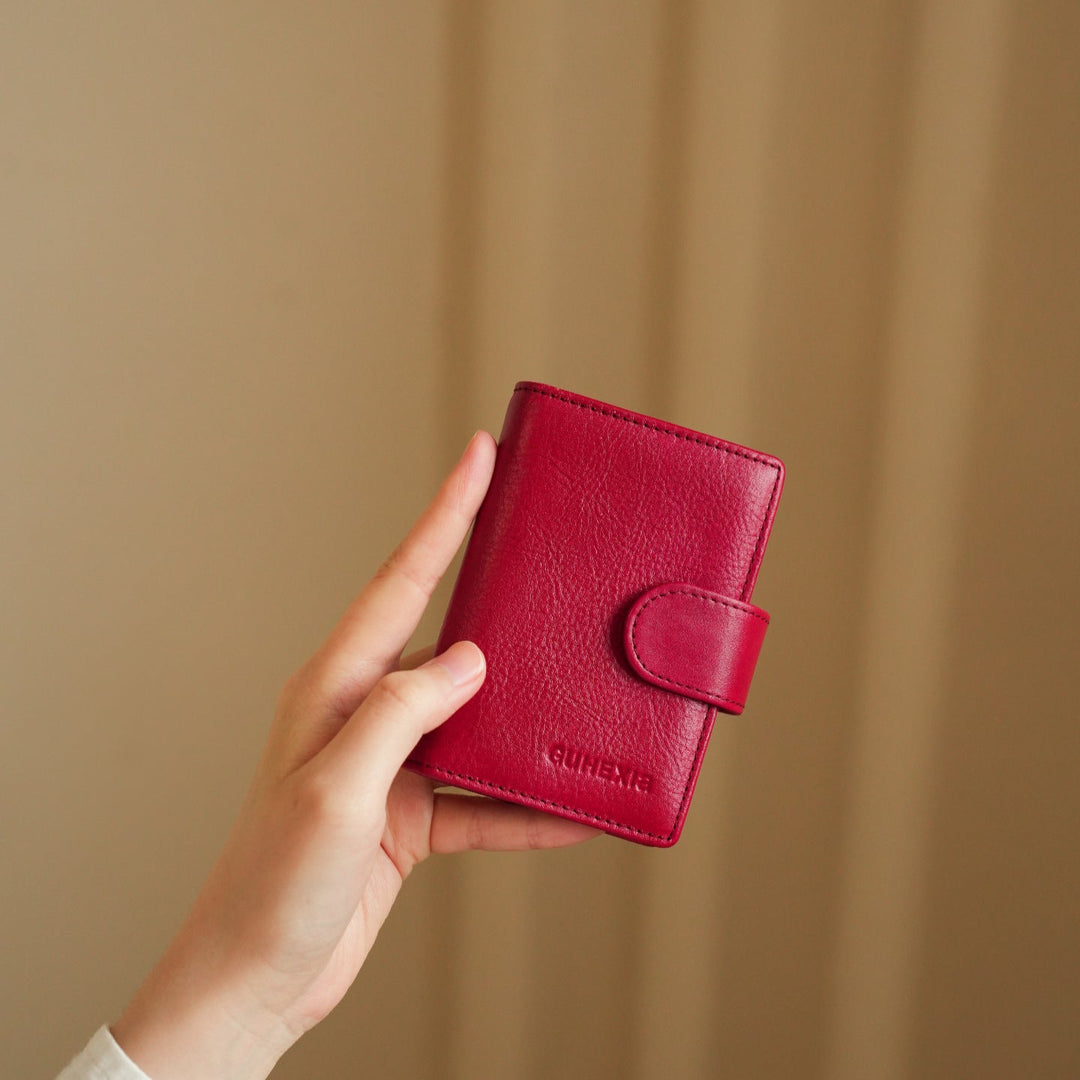 Slim Genuine Leather Card Organizer - Compact Wallet for Women
