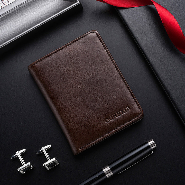 Slim Leather Card Wallet - Minimalist Design