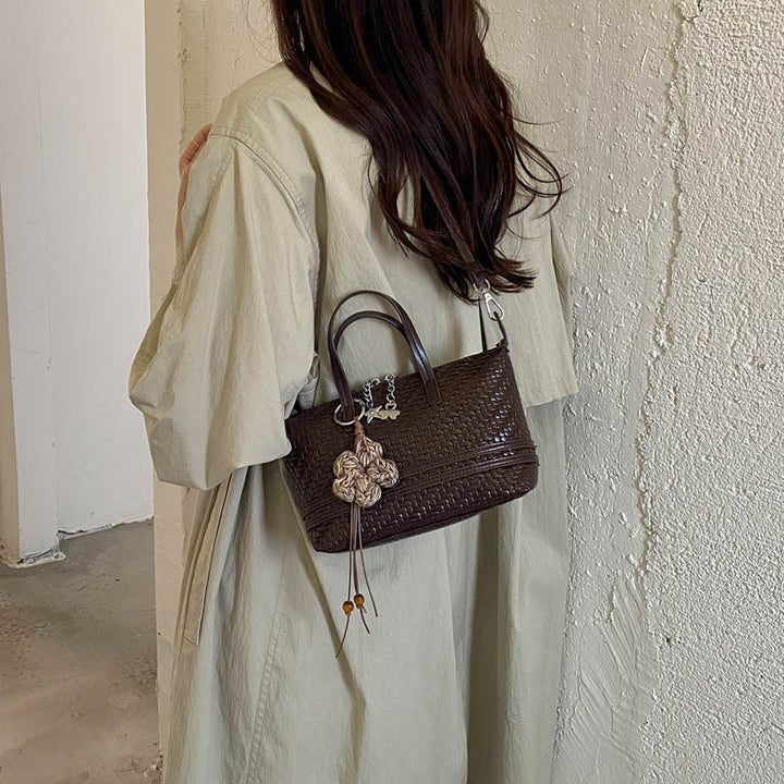Woven Texture Structured Tote Handbag