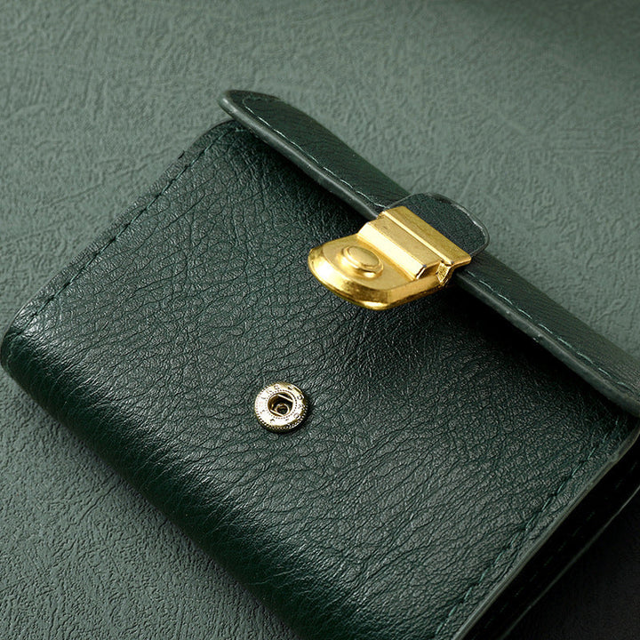 Genuine Leather Snap Card Wallet with Multiple Slots