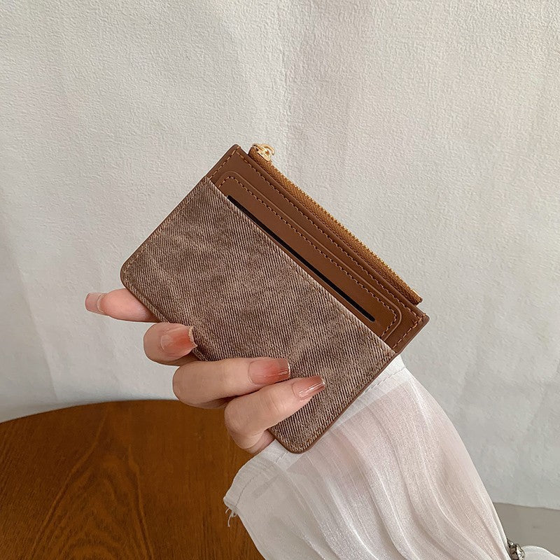 Compact Multi-Pocket Card Organizer Wallet with Zippered Coin Pouch