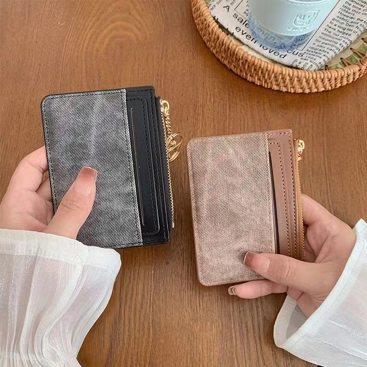 Compact Multi-Pocket Card Organizer Wallet with Zippered Coin Pouch