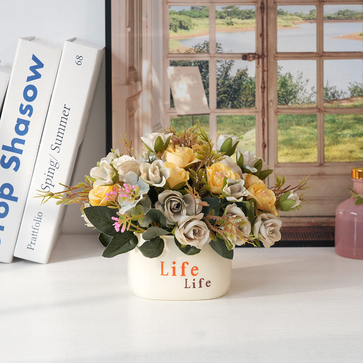 Eternal Bloom Faux Flower Bouquet - Realistic Artificial Flowers for Home Decor