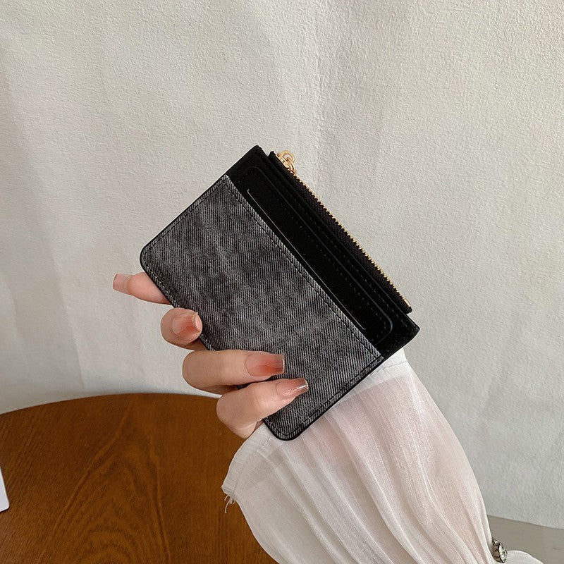 Compact Multi-Pocket Card Organizer Wallet with Zippered Coin Pouch