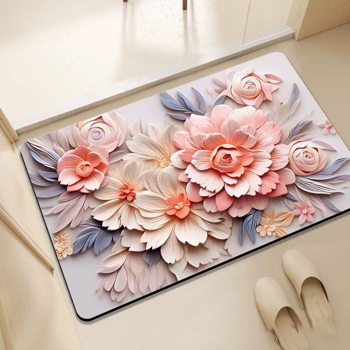 Botanical Elegance Bath Mat with Anti-Slip Backing