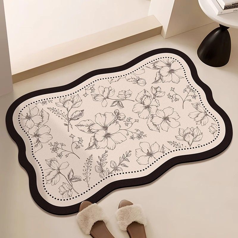 Retro Geometric Bathroom Floor Mat – Vintage-Inspired Design