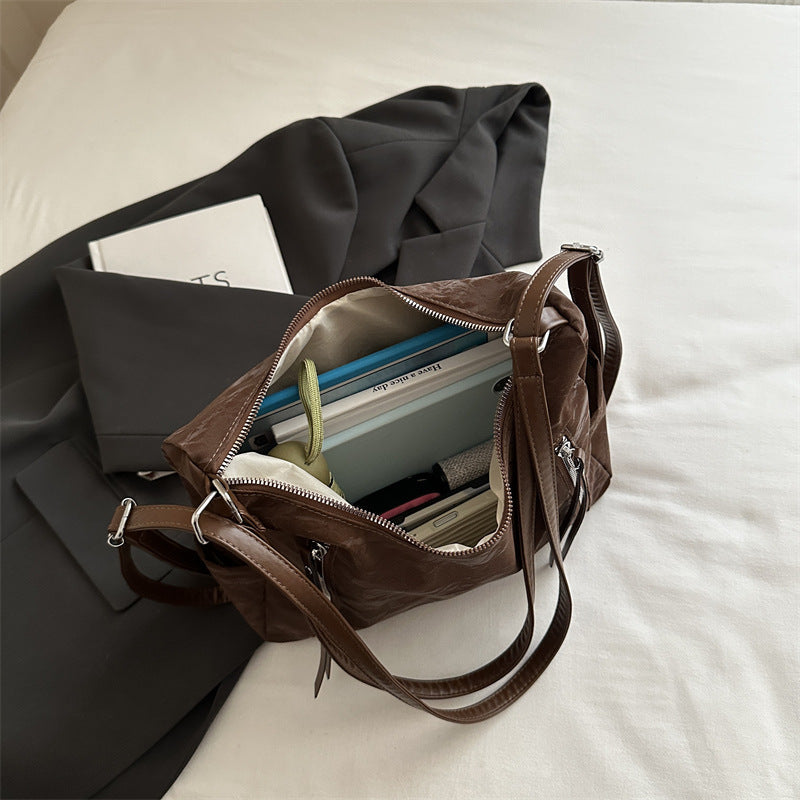 Modern Textured Hobo Shoulder Bag with Crossbody Strap