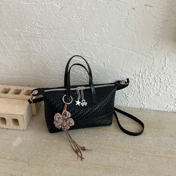 Woven Texture Structured Tote Handbag