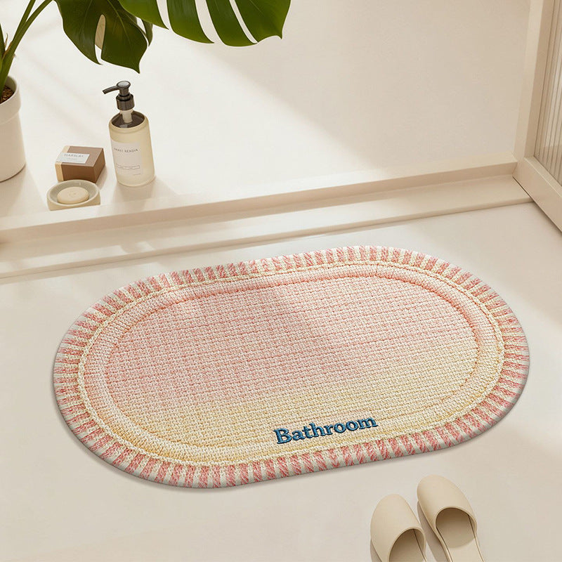 Premium Absorbent Oval Bath Mat with Non-Slip Backing